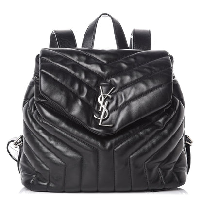 Saint Laurent Calfskin Y Quilted Monogram Small Loulou Backpack Black 1 of 12