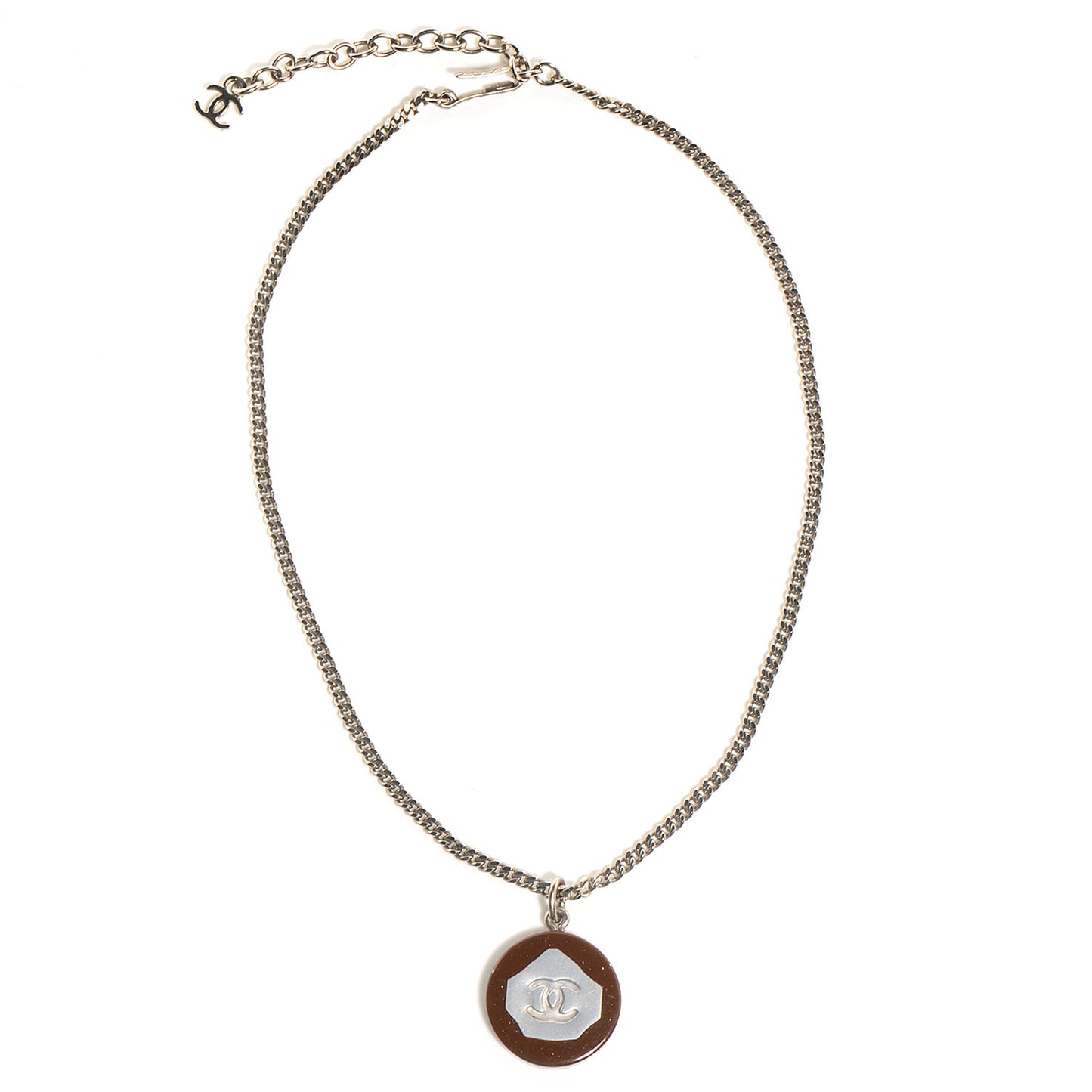 Resin CC Necklace Brown Silver