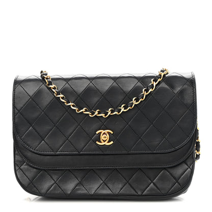 Chanel Lambskin Quilted Medium Round Double Flap Black 1 of 10
