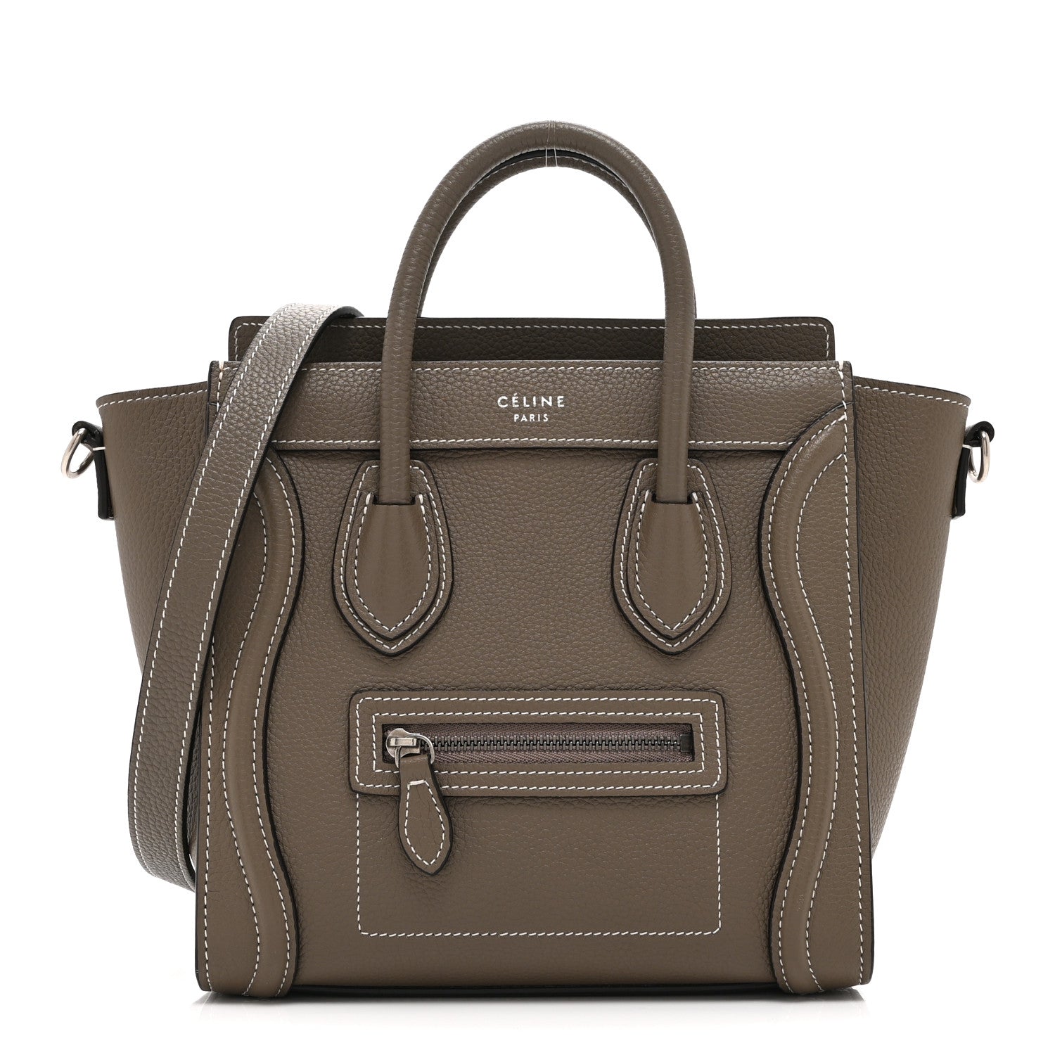Celine Drummed Calfskin Nano Luggage Souris 1 of 10