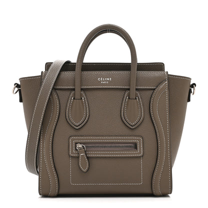 Celine Drummed Calfskin Nano Luggage Souris 1 of 10
