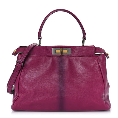 Fendi Goatskin Zucca Medium Peekaboo Iconic Satchel Ciclamino Tobacco Moro 1 of 9