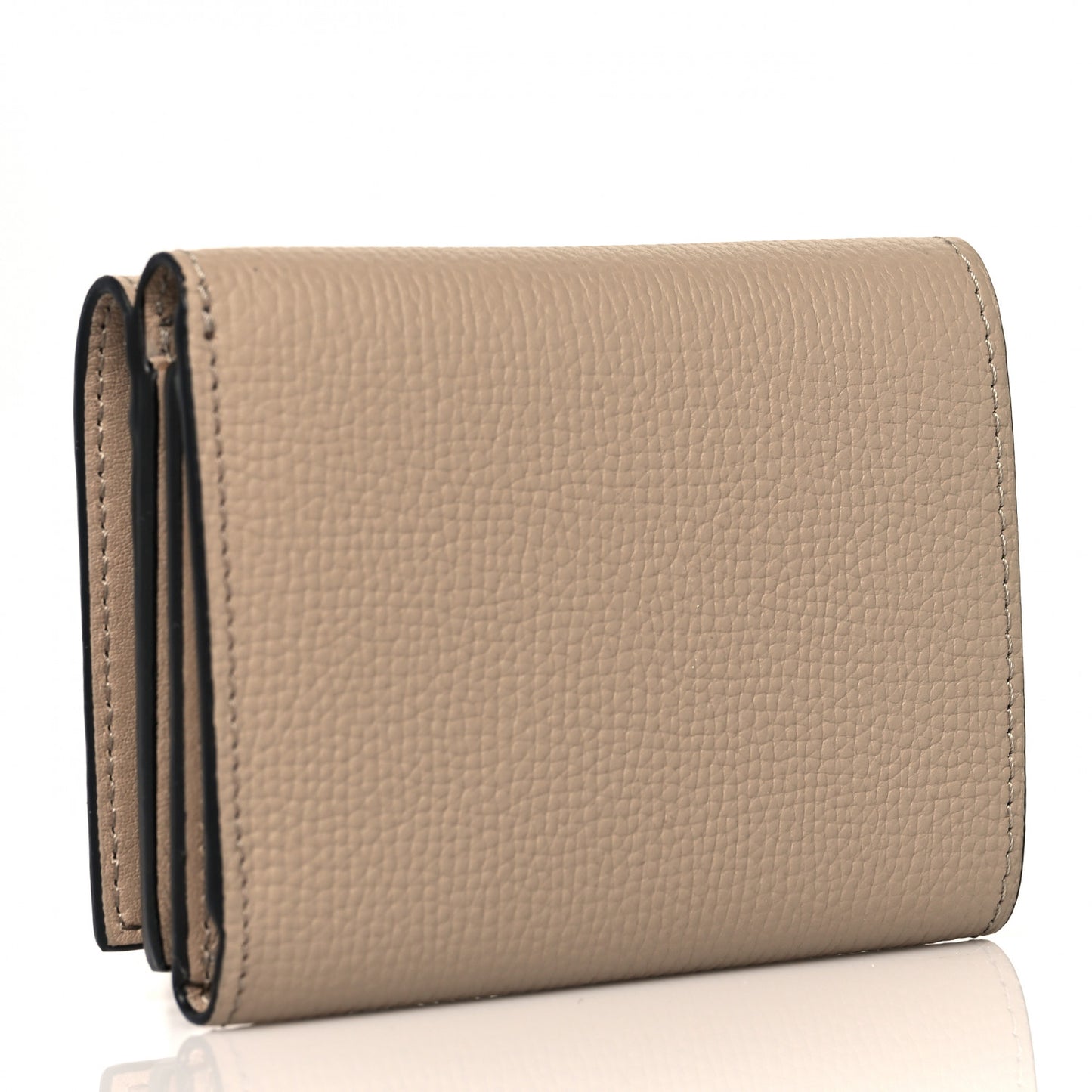 Pebble Grain Calfskin Anagram Small Vertical Wallet Sand