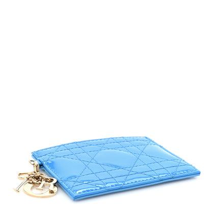 Christian Dior Patent Cannage Lady Dior Card Holder Blue 4 of 10