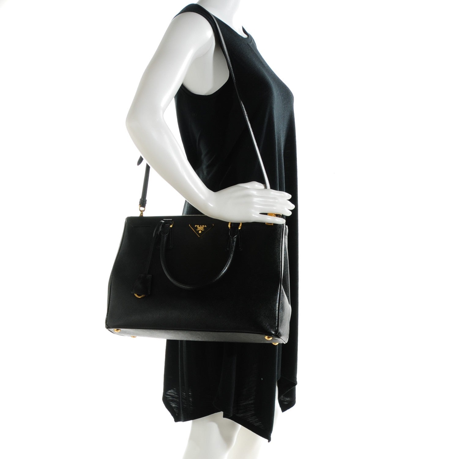 Prada Saffiano Medium Galleria Double Zip Tote Black 2 of 9
