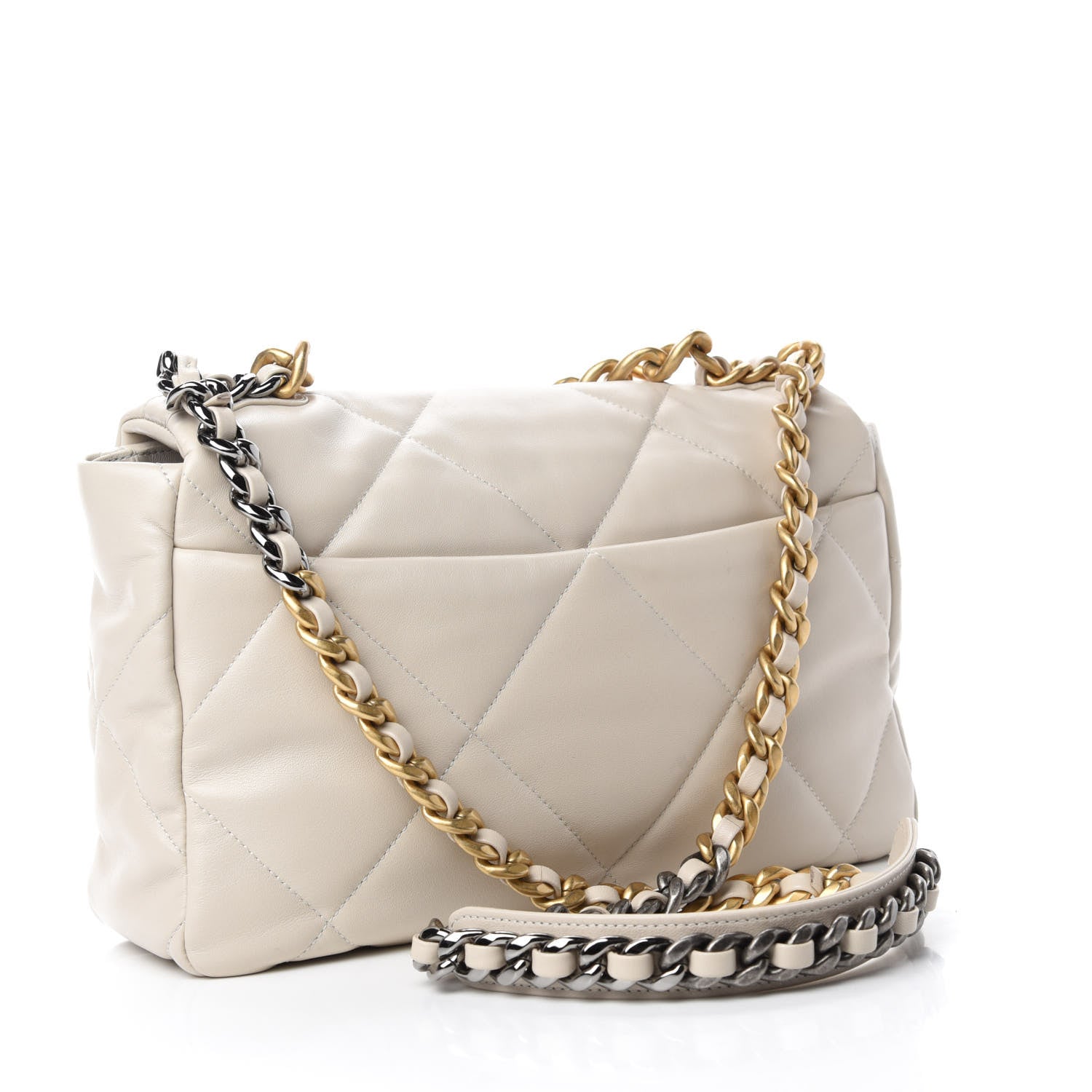 Chanel Lambskin Quilted Large Chanel 19 Flap Light Beige 3 of 11