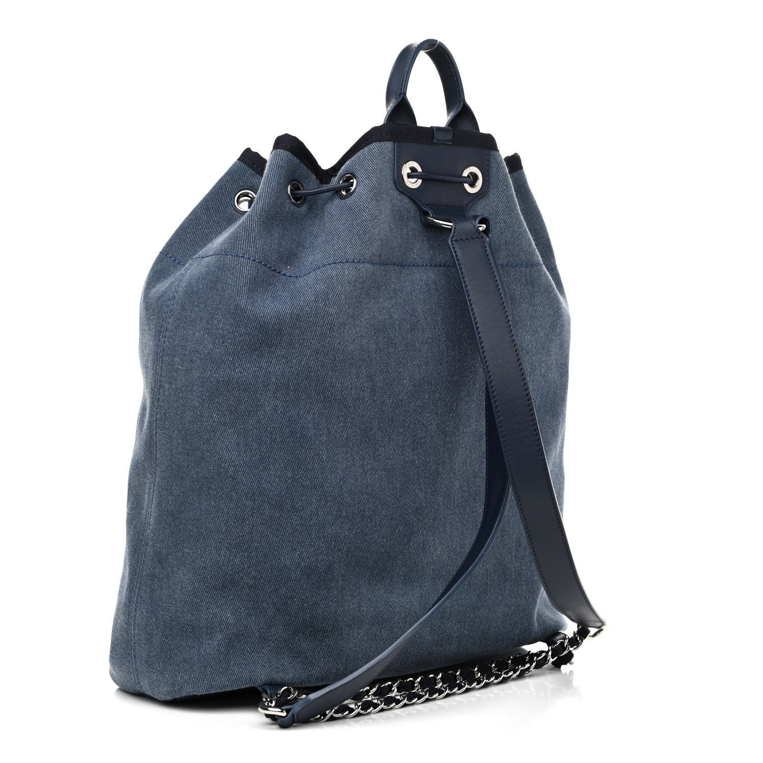 Chanel Canvas Sequin Large Deauville Backpack Navy 3 of 11