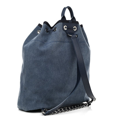 Chanel Canvas Sequin Large Deauville Backpack Navy 3 of 11