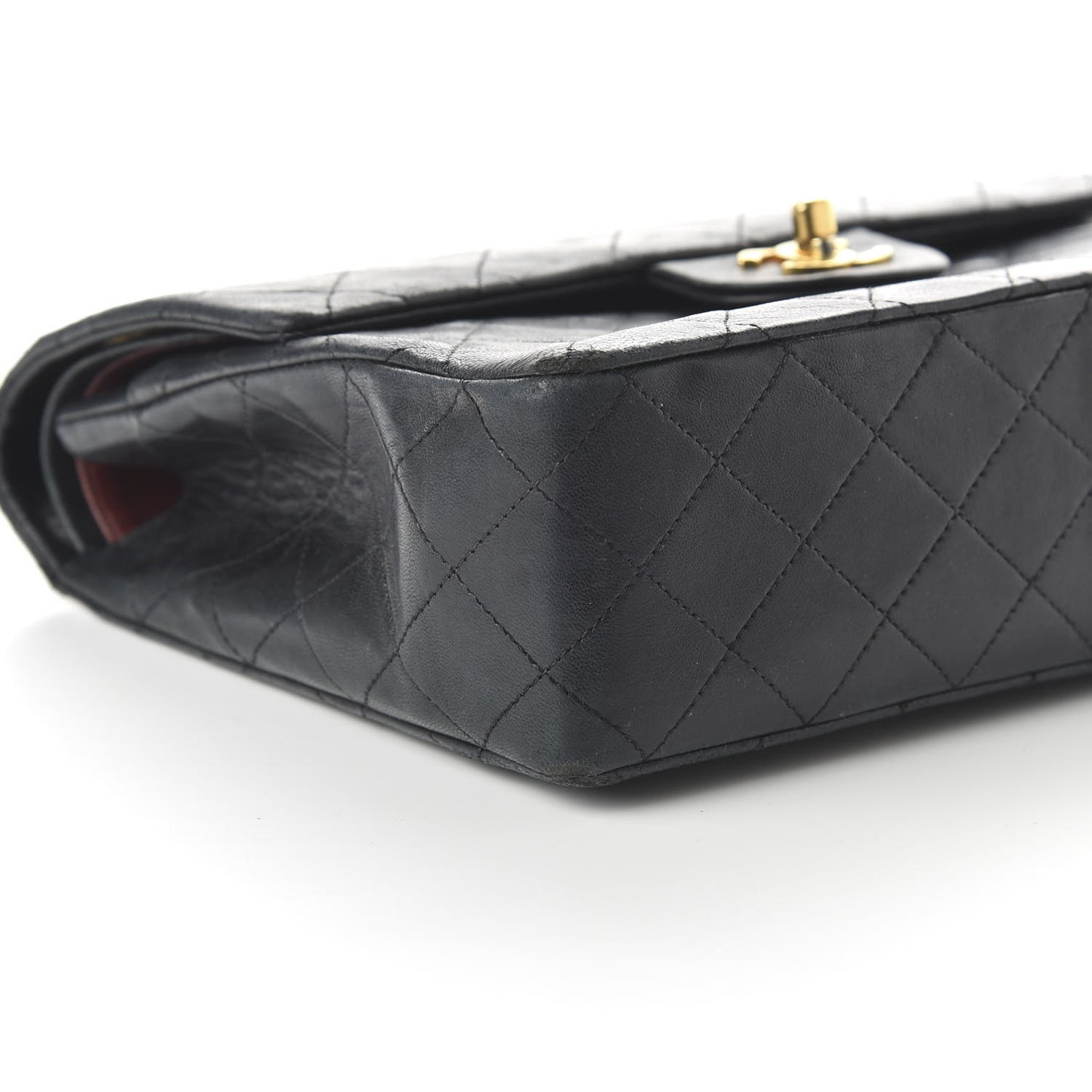 Lambskin Quilted Medium Double Flap Black