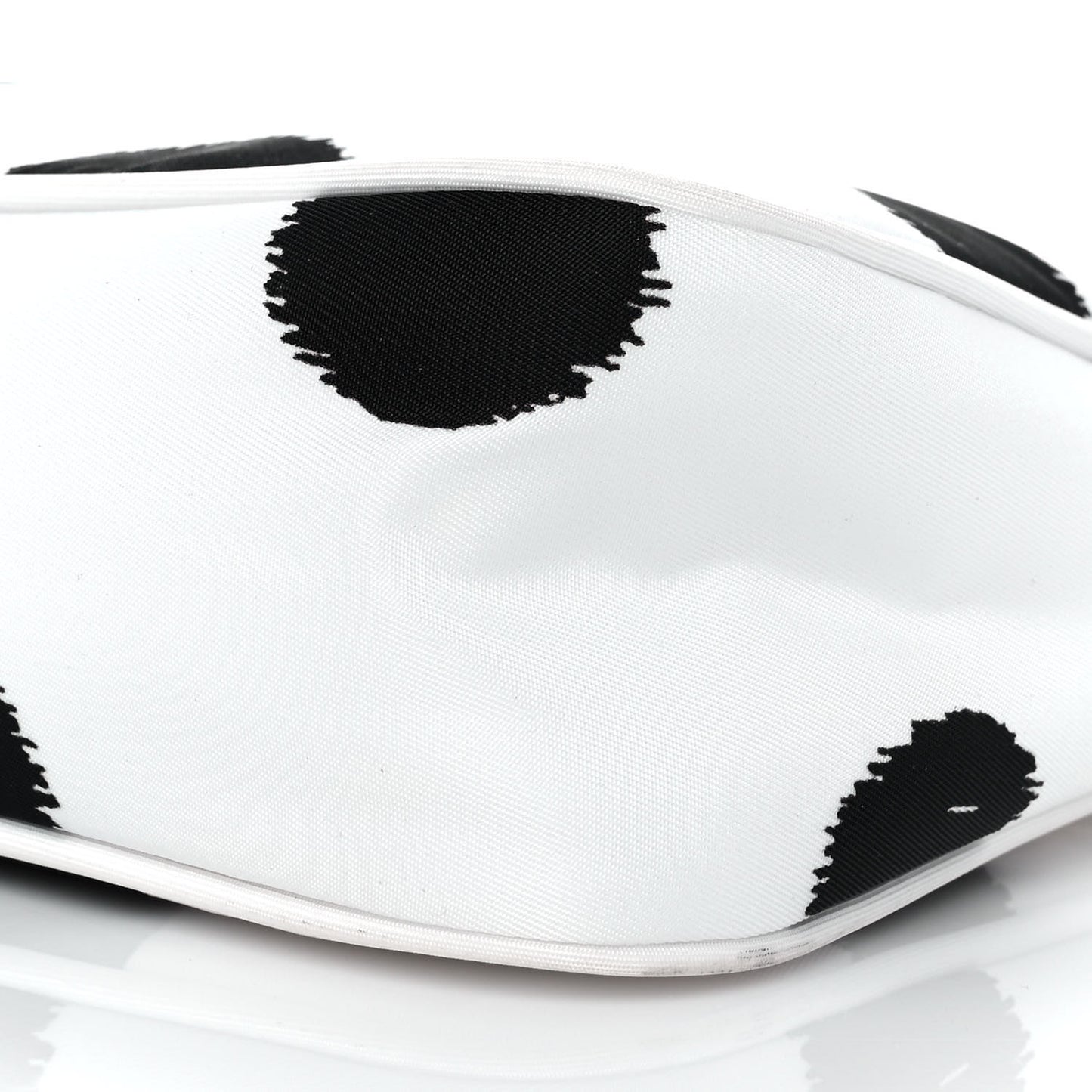 Tessuto Nylon Polka-Dot Mini Re-Edition 2000 Bag White Black