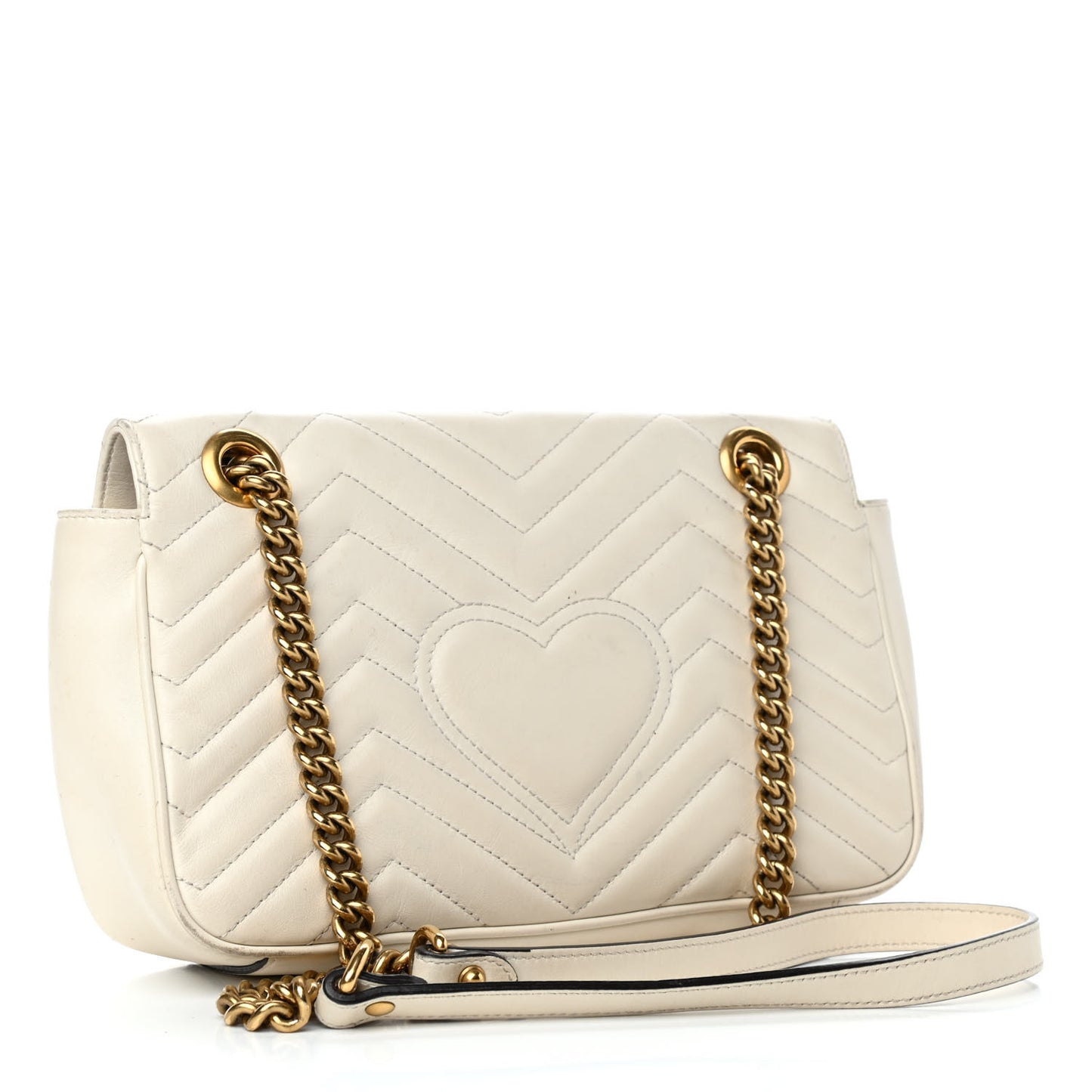 Calfskin Matelasse Small GG Marmont Shoulder Bag White