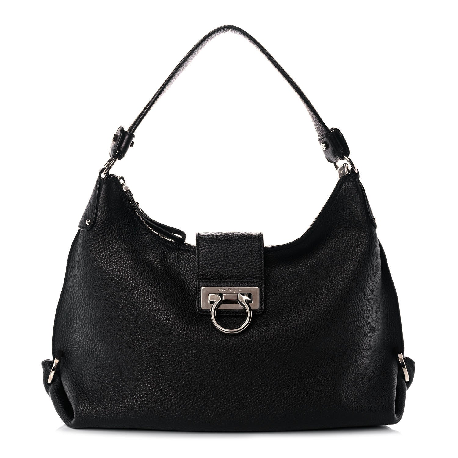Salvatore Ferragamo Calfskin Fanisa Gancini Hobo Black 1 of 13