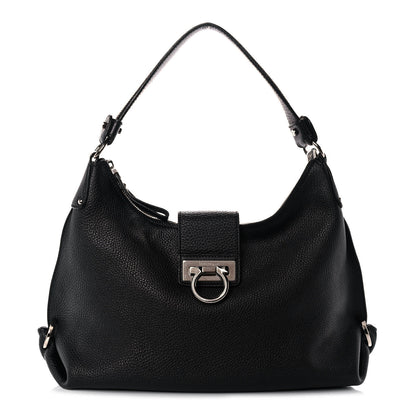 Salvatore Ferragamo Calfskin Fanisa Gancini Hobo Black 1 of 13