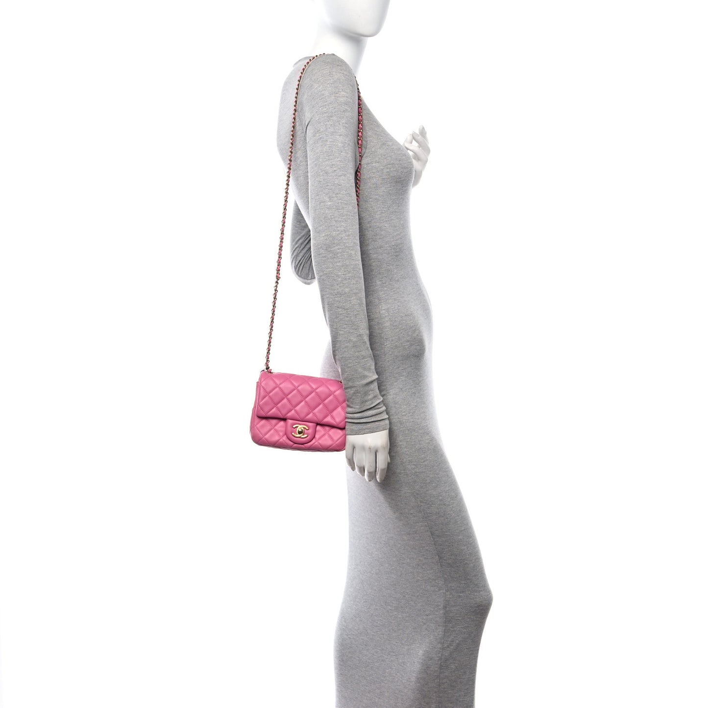 Lambskin Quilted Mini Pearl Crush Flap Pink