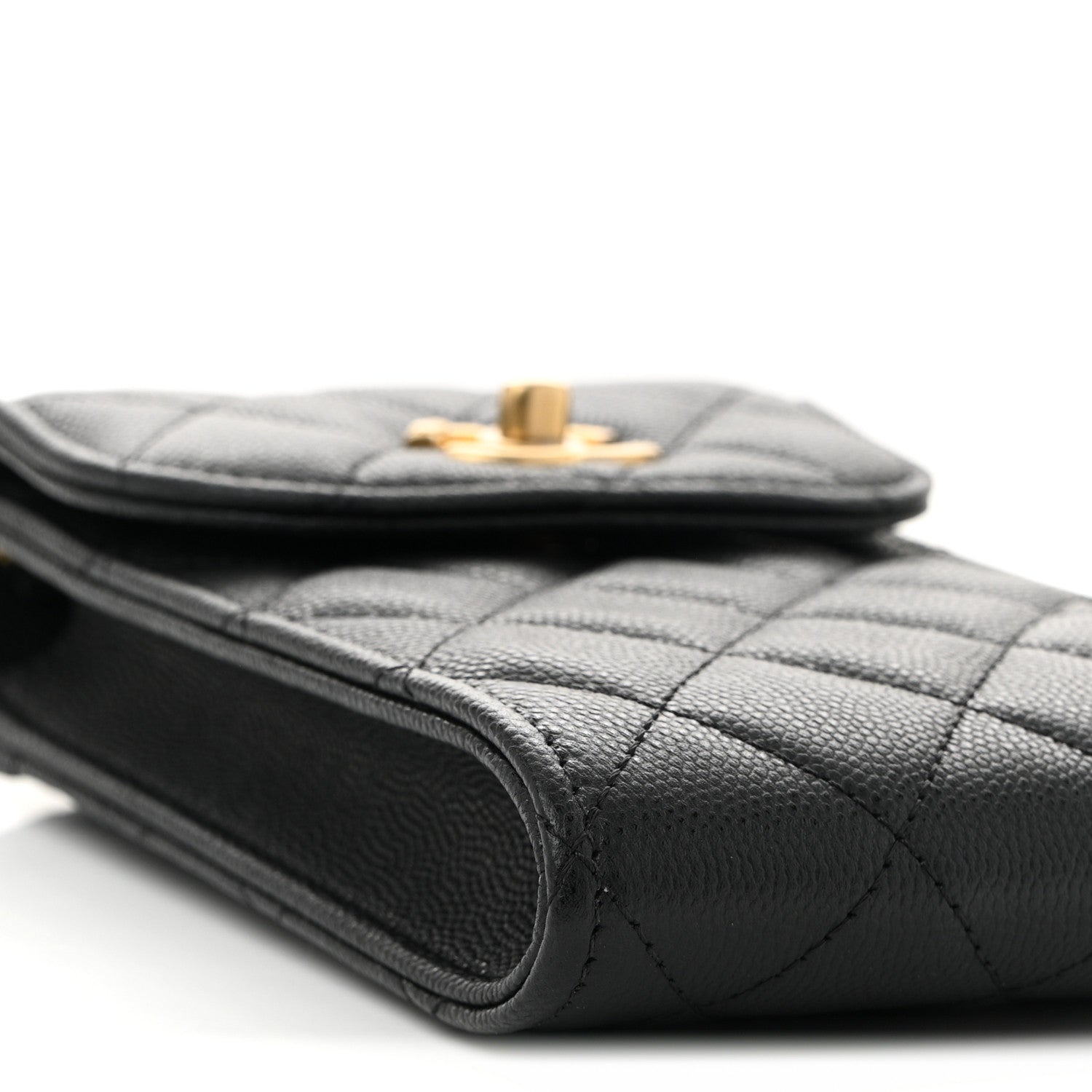 Chanel Caviar Quilted Chain Handle Round Phone Holder Black 10 of 11
