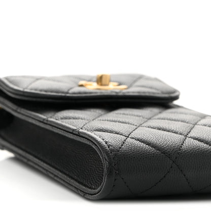 Chanel Caviar Quilted Chain Handle Round Phone Holder Black 10 of 11