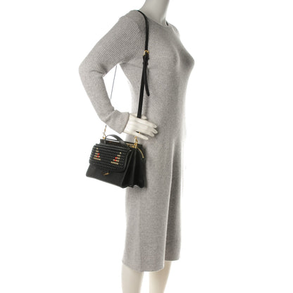 Fendi Vitello Elite Studded Monster Mini Demi Jour Shoulder Bag Black 2 of 7