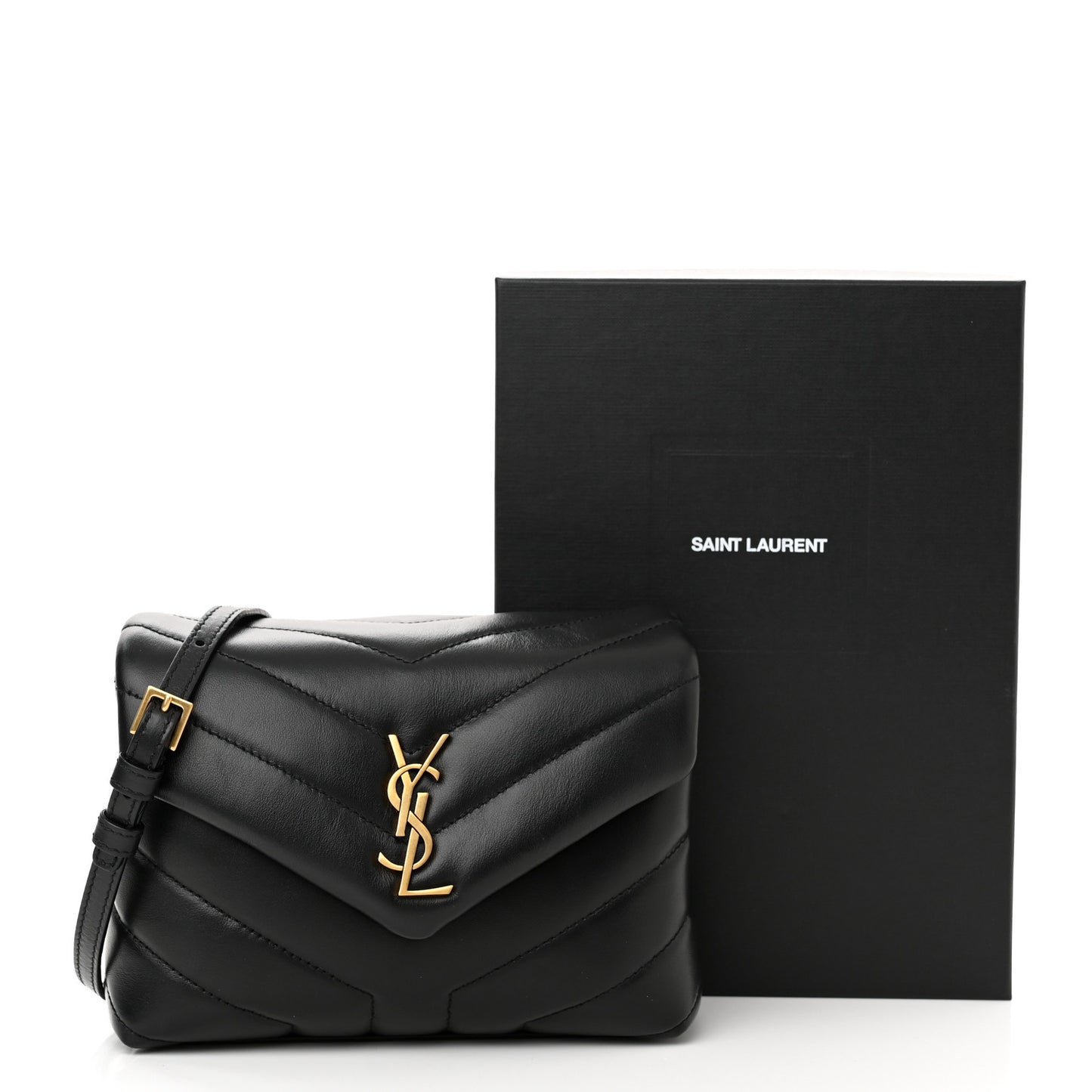 Calfskin Y Quilted Monogram Toy Loulou Crossbody Bag Black