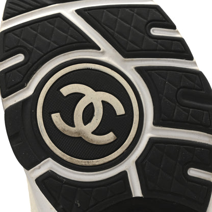 Chanel Mesh Suede Calfskin Grained Calfskin Womens CC Sneakers 39 White Black 7 of 9
