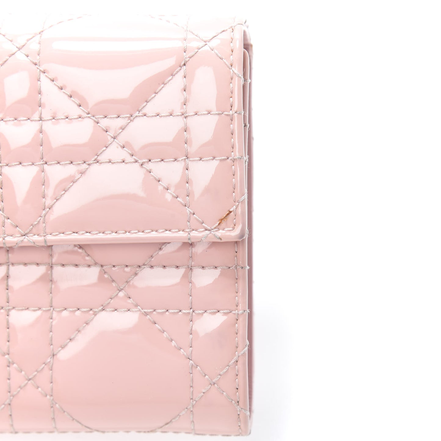 Patent Cannage Lady Dior Explorateur Wallet Pink