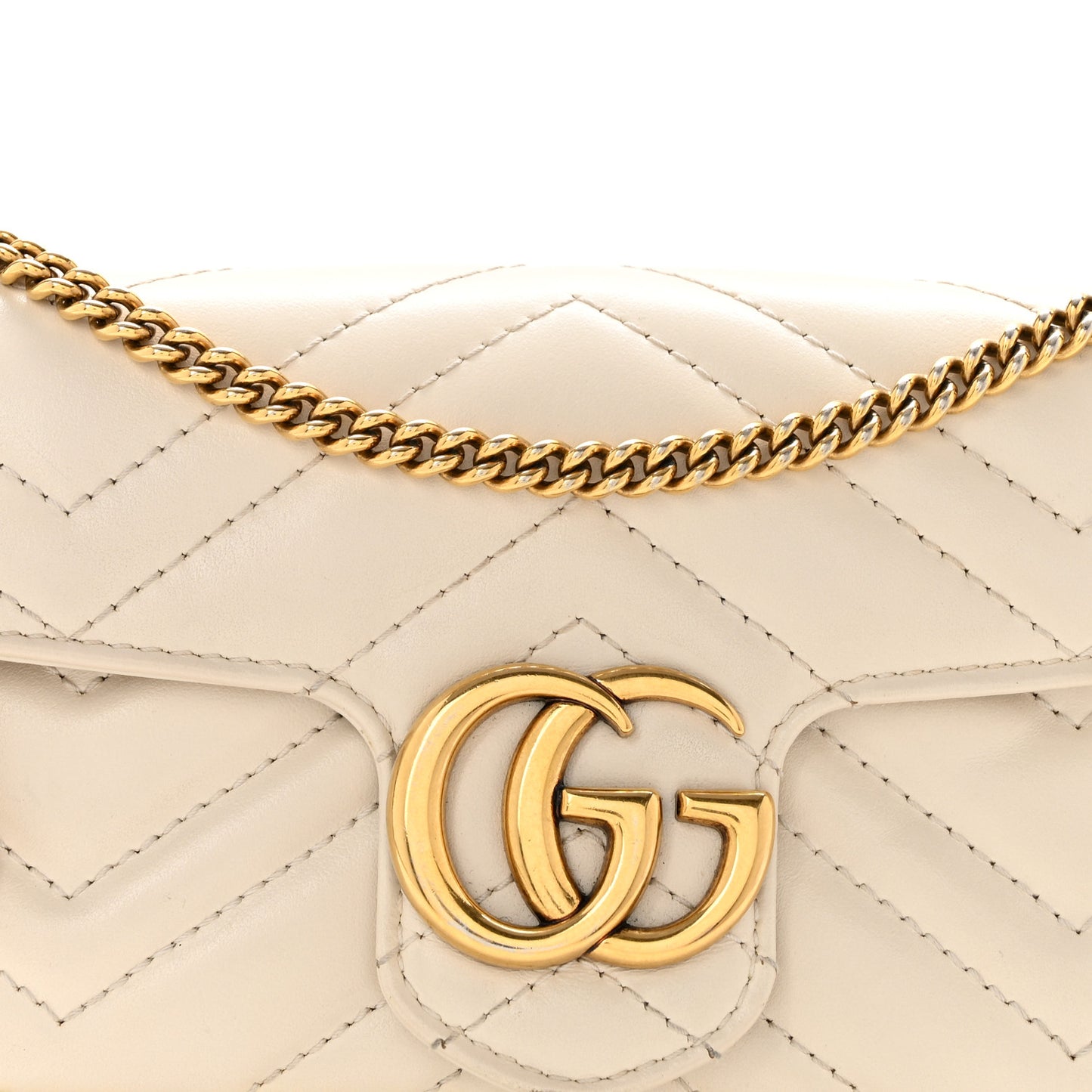 Calfskin Matelasse Super Mini GG Marmont Shoulder Bag White