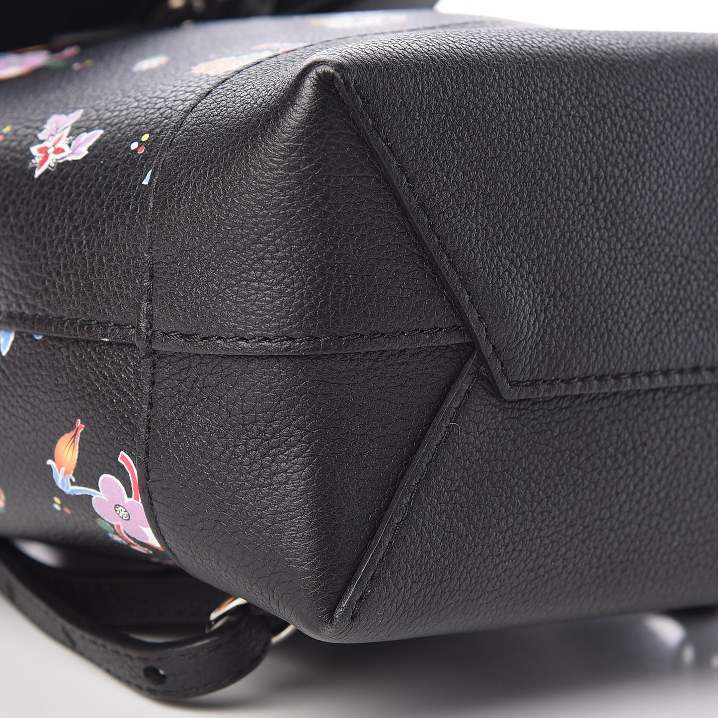 Calfskin Flower Lockme Mini Backpack Black Multicolor