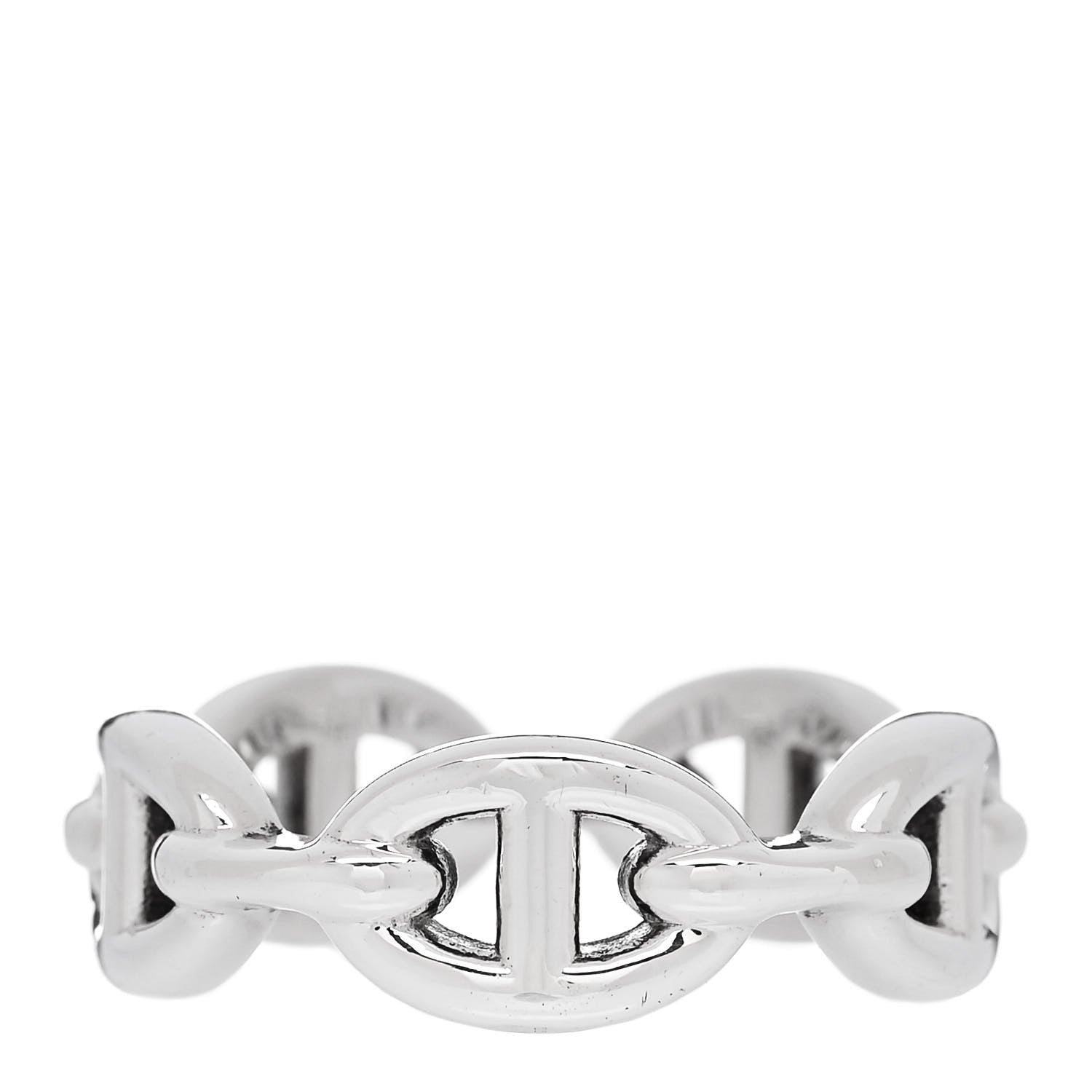 Hermes Sterling Silver PM Chaine d'Ancre Enchainee Band Ring 55 7.25 1 of 7