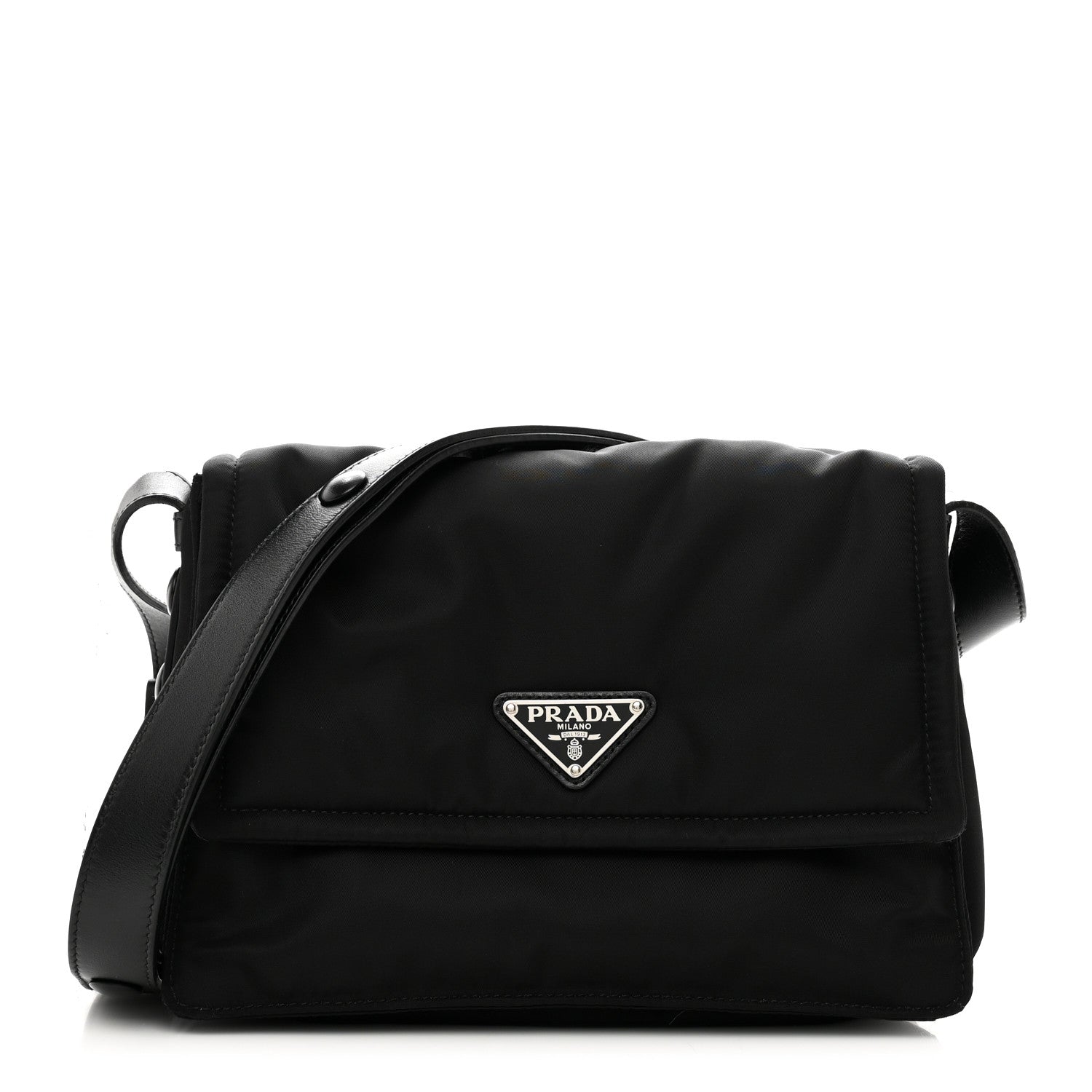 Prada Re-Nylon Vitello Padded Small Flap Shoulder Bag Black 1 of 11