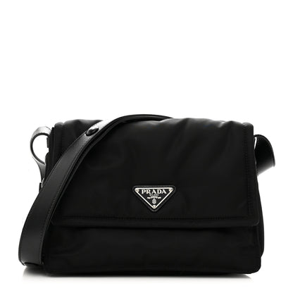 Prada Re-Nylon Vitello Padded Small Flap Shoulder Bag Black 1 of 11