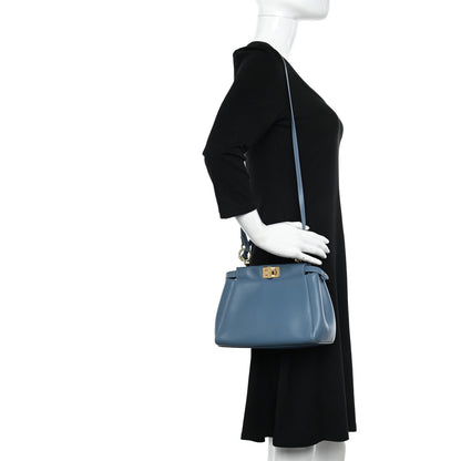 Fendi Nappa Mini Peekaboo Iconic Satchel Blue 2 of 10