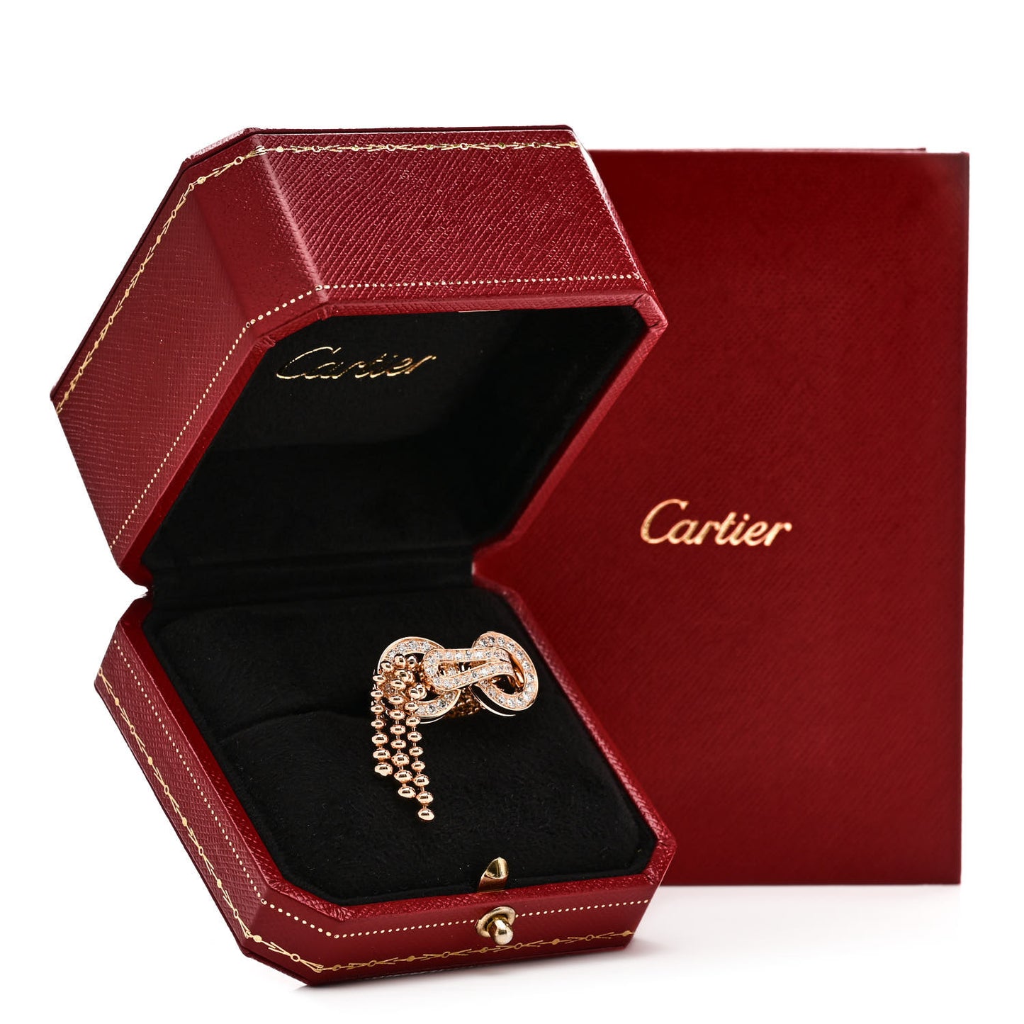 18K Pink Gold Diamond Agrafe Ring 52 6