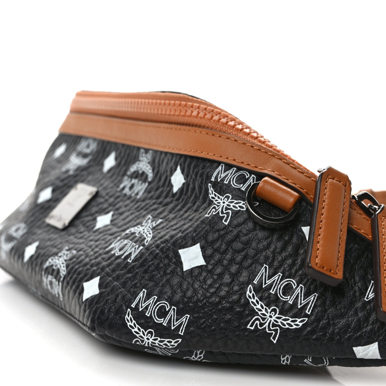 MCM Visetos Small Fusten Belt Bag Black Cognac 10 of 12