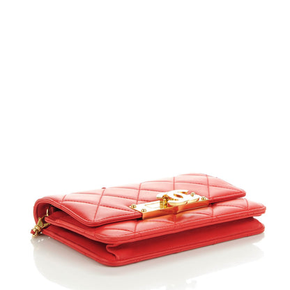 Chanel Lambskin Quilted Golden Class Wallet on Chain WOC Red 4 of 7