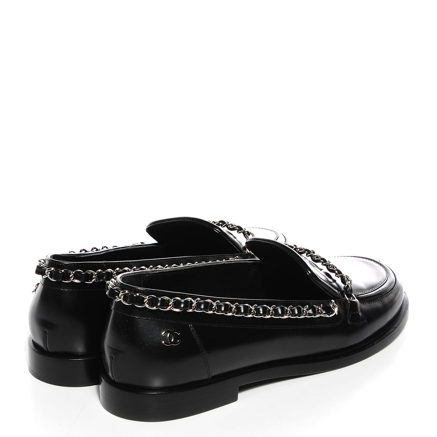 Leather Chain Loafers 36.5 Black