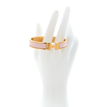 Hermes Enamel Narrow Clic Clac H Bracelet PM Rose Dragee 2 of 4