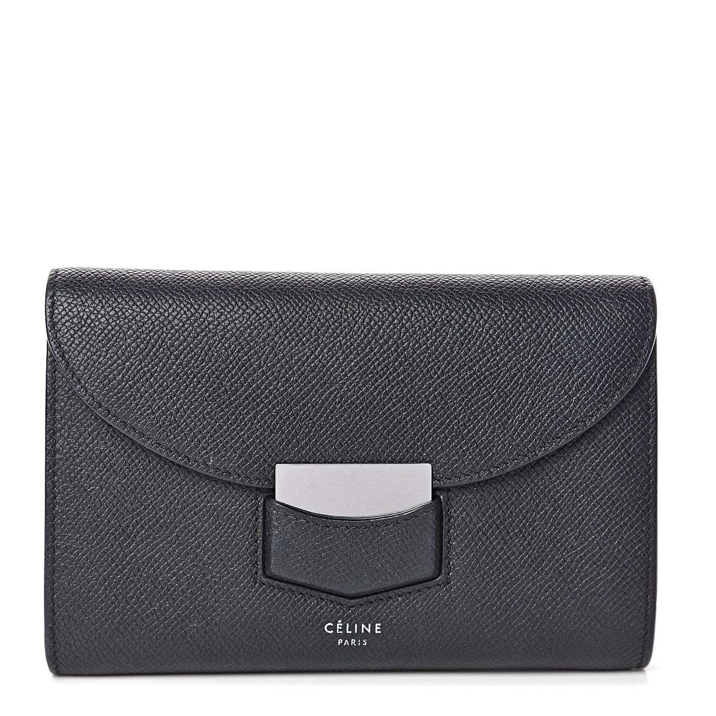 Grained Calfskin Medium Trotteur Multifunction Flap Wallet Black
