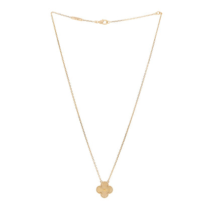 Van Cleef & Arpels 18K Yellow Gold Guilloche Vintage Alhambra Pendant Necklace 3 of 6