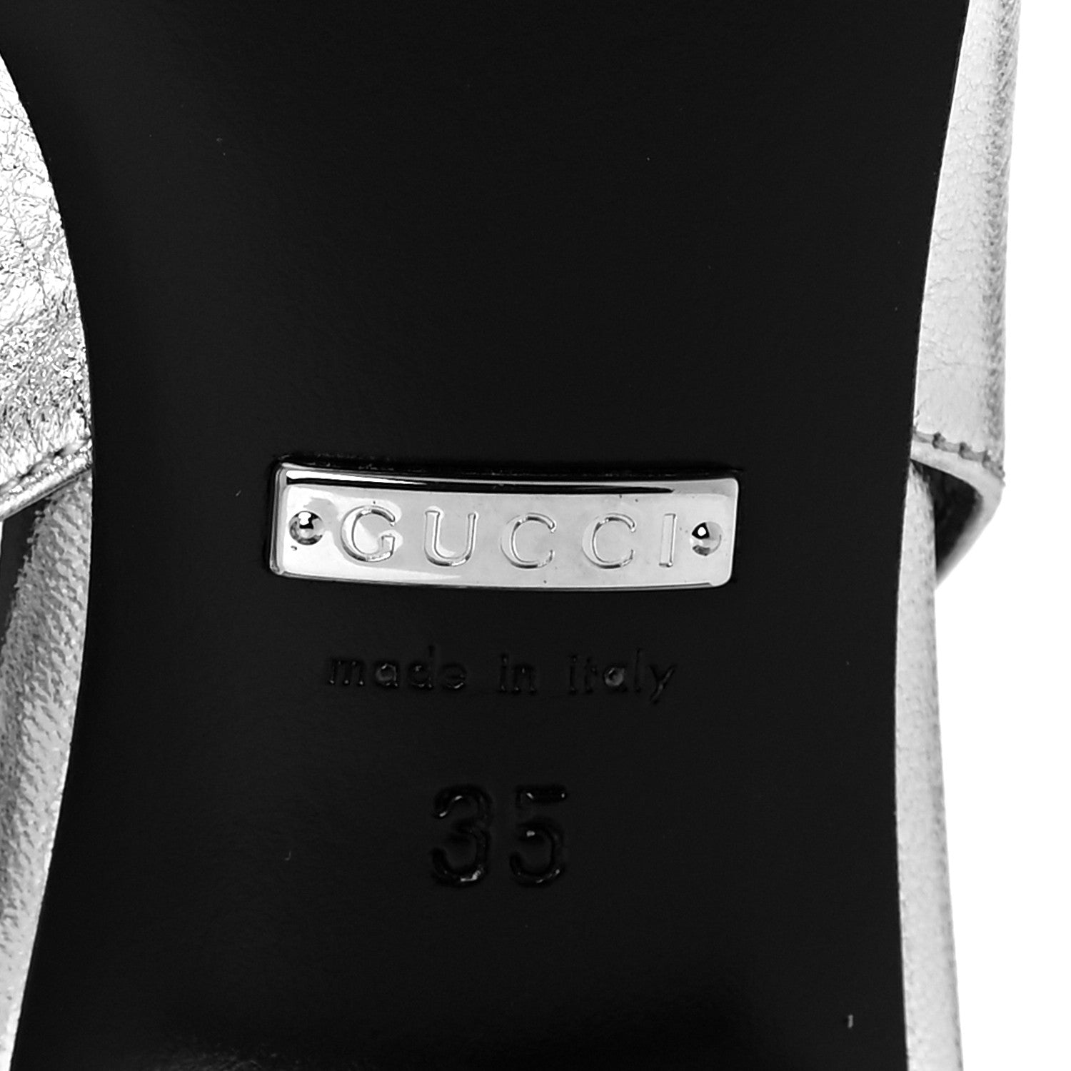 Gucci Metallic Nappa Horsebit Slingback Pumps 35 Argento 6 of 8