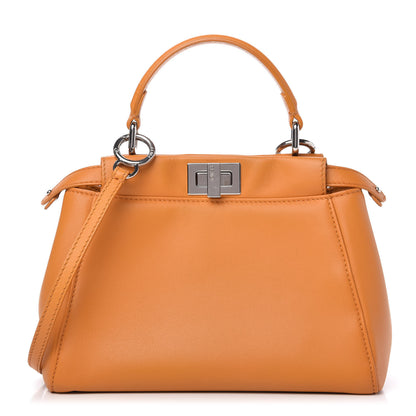 Fendi Nappa Mini Peekaboo Iconic Satchel Giallo Syrup 1 of 14