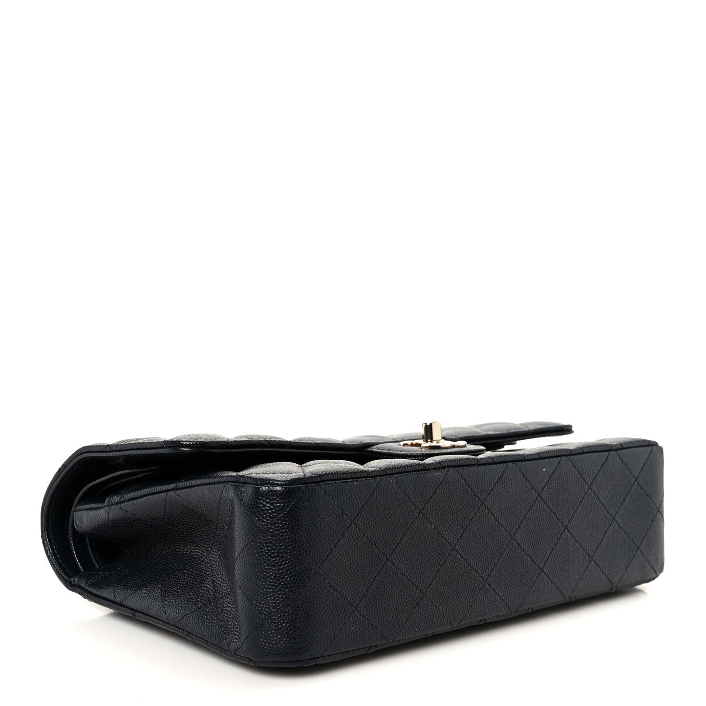 Caviar Quilted Medium Double Flap Navy