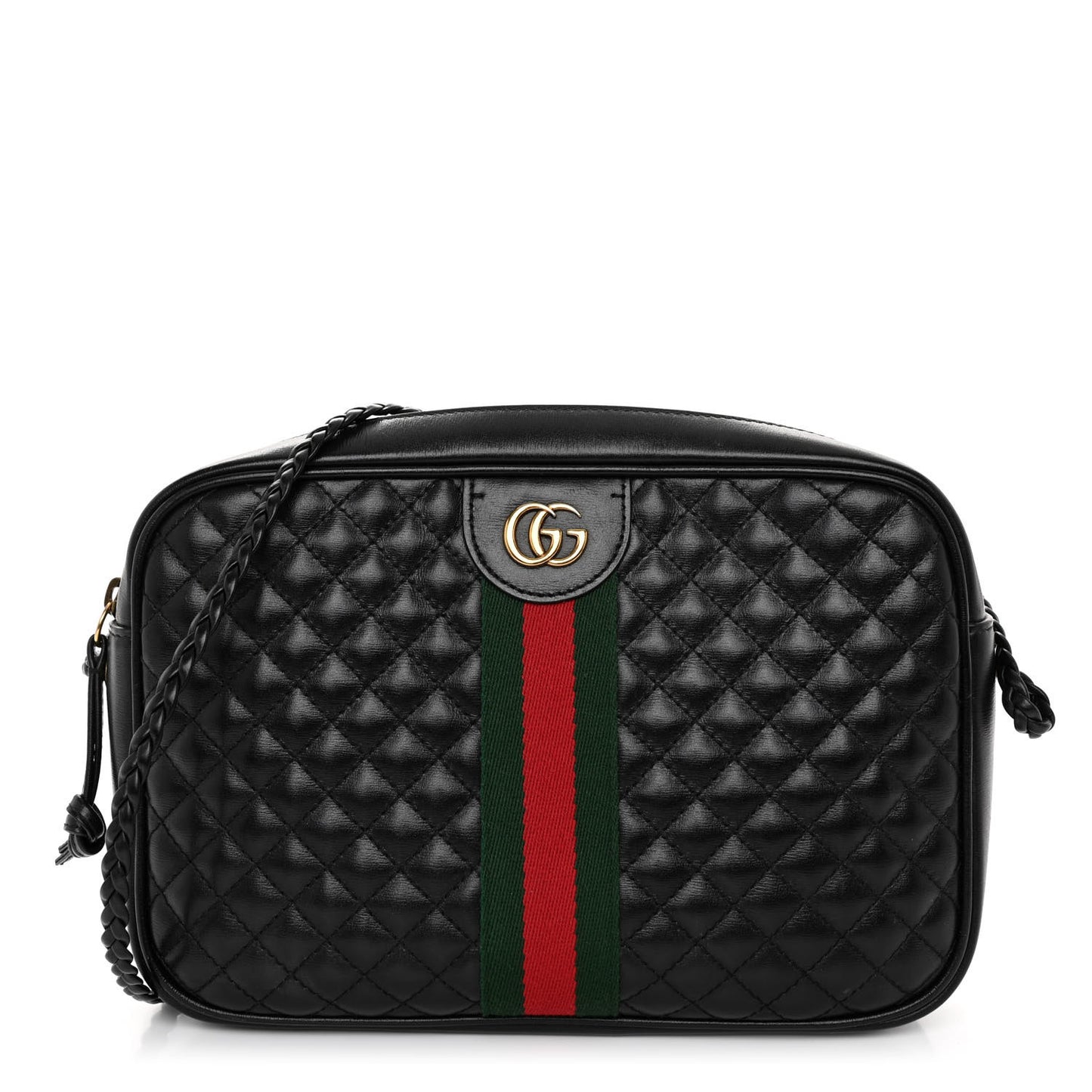 Calfskin Web Trapuntata Small GG Shoulder Bag Black