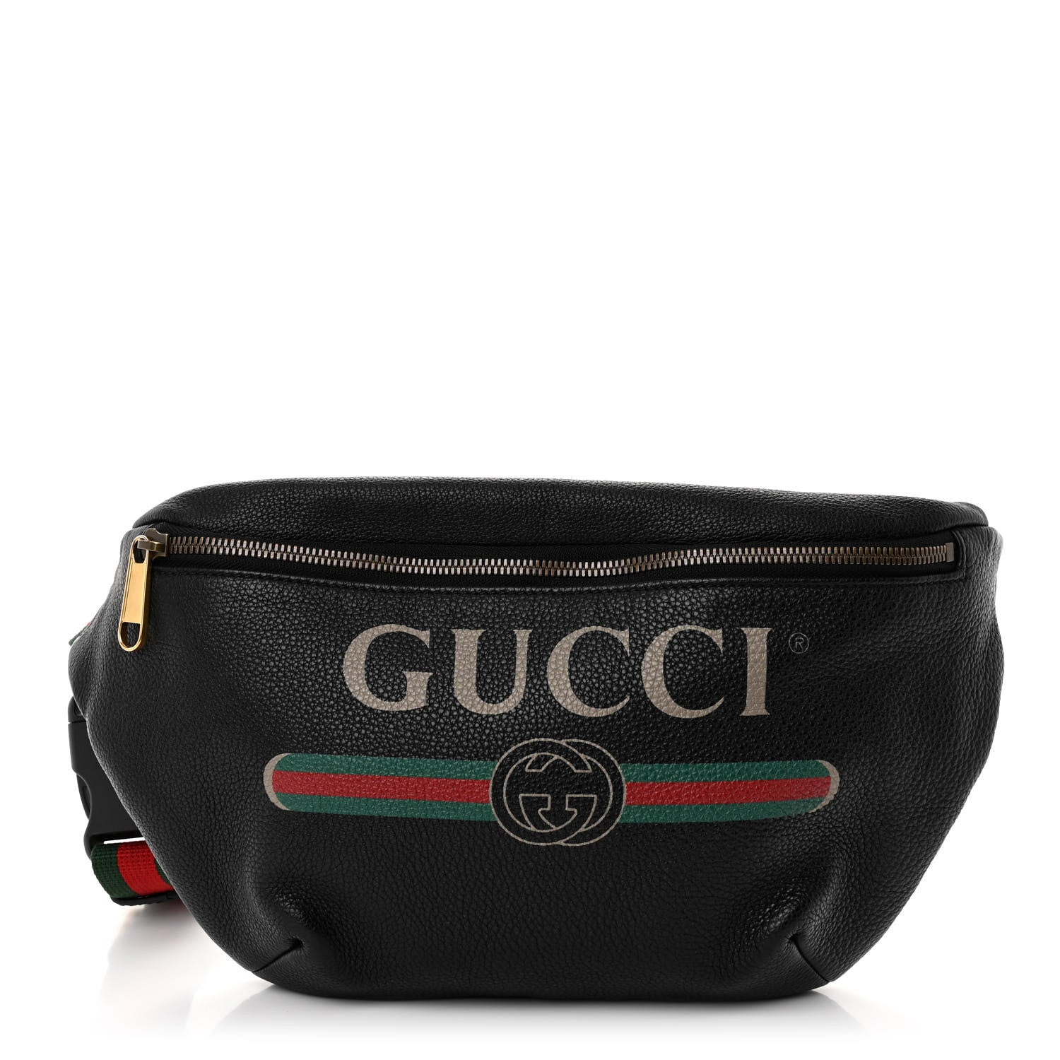 Gucci Grained Calfskin Logo Belt Bag Black 1 of 9