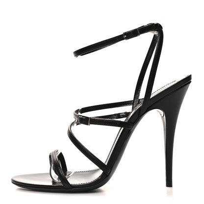 Saint Laurent Calfskin New Belfagor Sexy 110mm Ankle Strap Sandals 39 Black 1 of 7