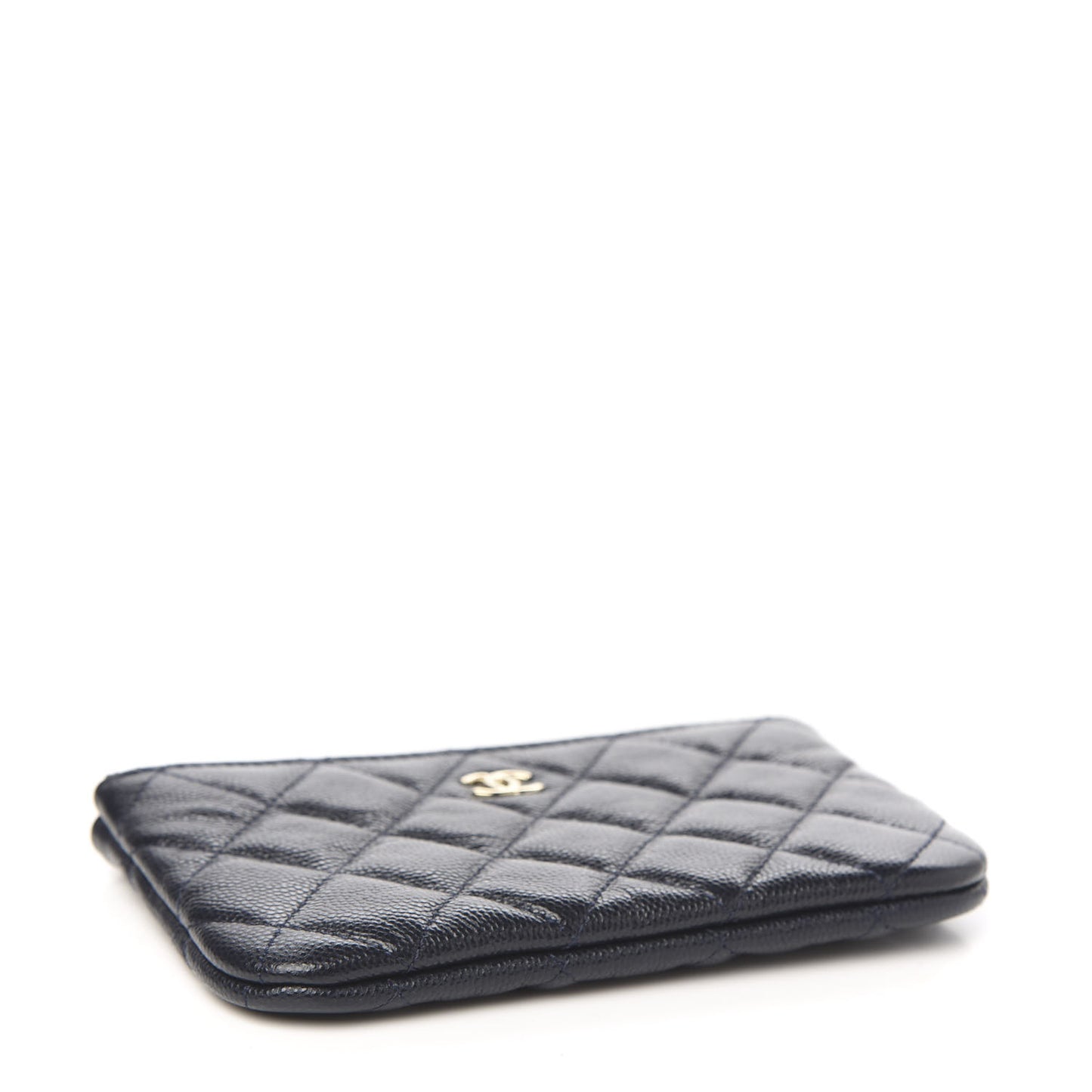 Caviar Quilted Small Cosmetic Case Navy Blue