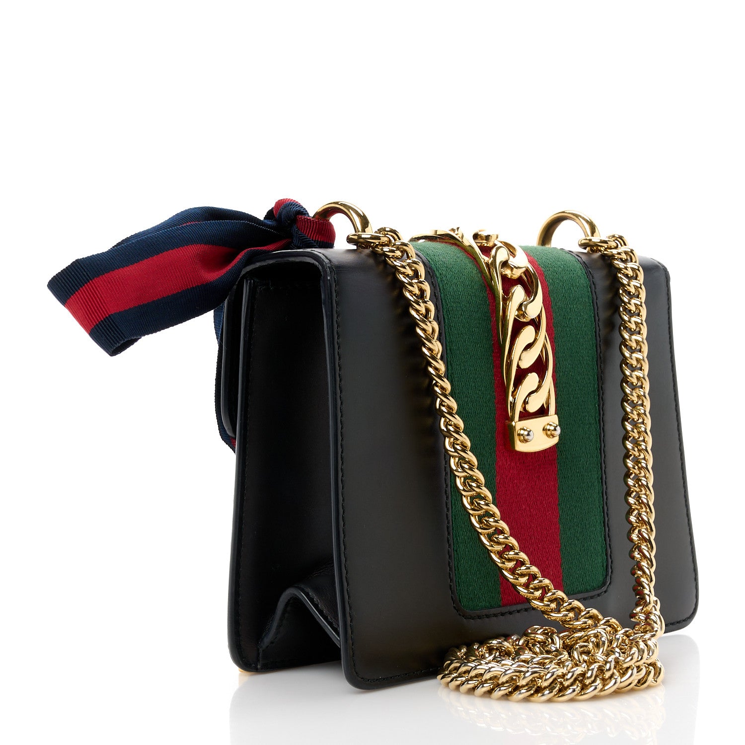 Gucci Calfskin Mini Sylvie Chain Shoulder Bag Black 3 of 12