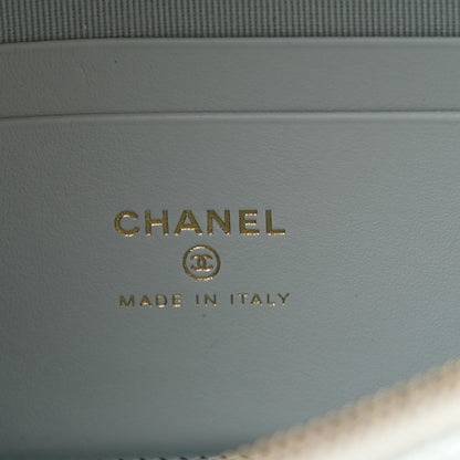 Chanel Caviar Quilted Top Handle Slim Vanity With Chain Light Blue 6 of 11
