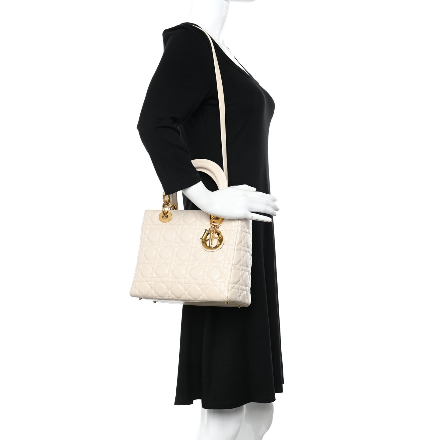 Lambskin Cannage Medium Lady Dior Light Beige