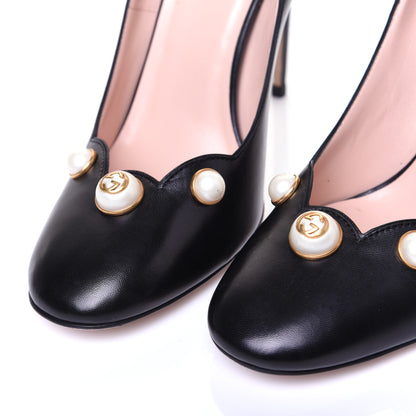 Gucci Calfskin Pearl Embellished Pumps 40 Black 5 of 13