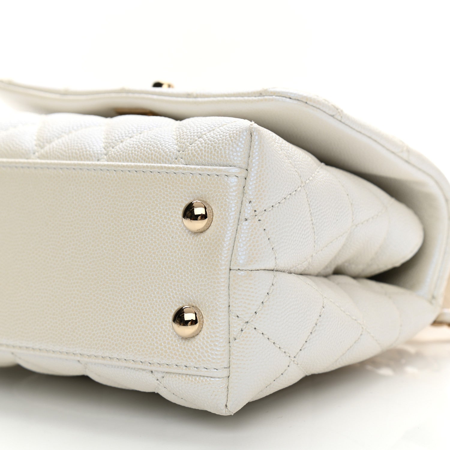 Chanel Iridescent Caviar Quilted Extra Mini Coco Handle Flap White 10 of 10