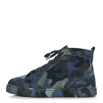 Christian Louboutin Veau Velours Camouflage Louis Orlato High Top Sneakers 43 Multi 1 of 9